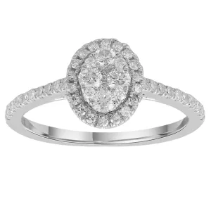 0.50Ct Round Brilliant Diamond Engagement Ring In 9Ct White Gold