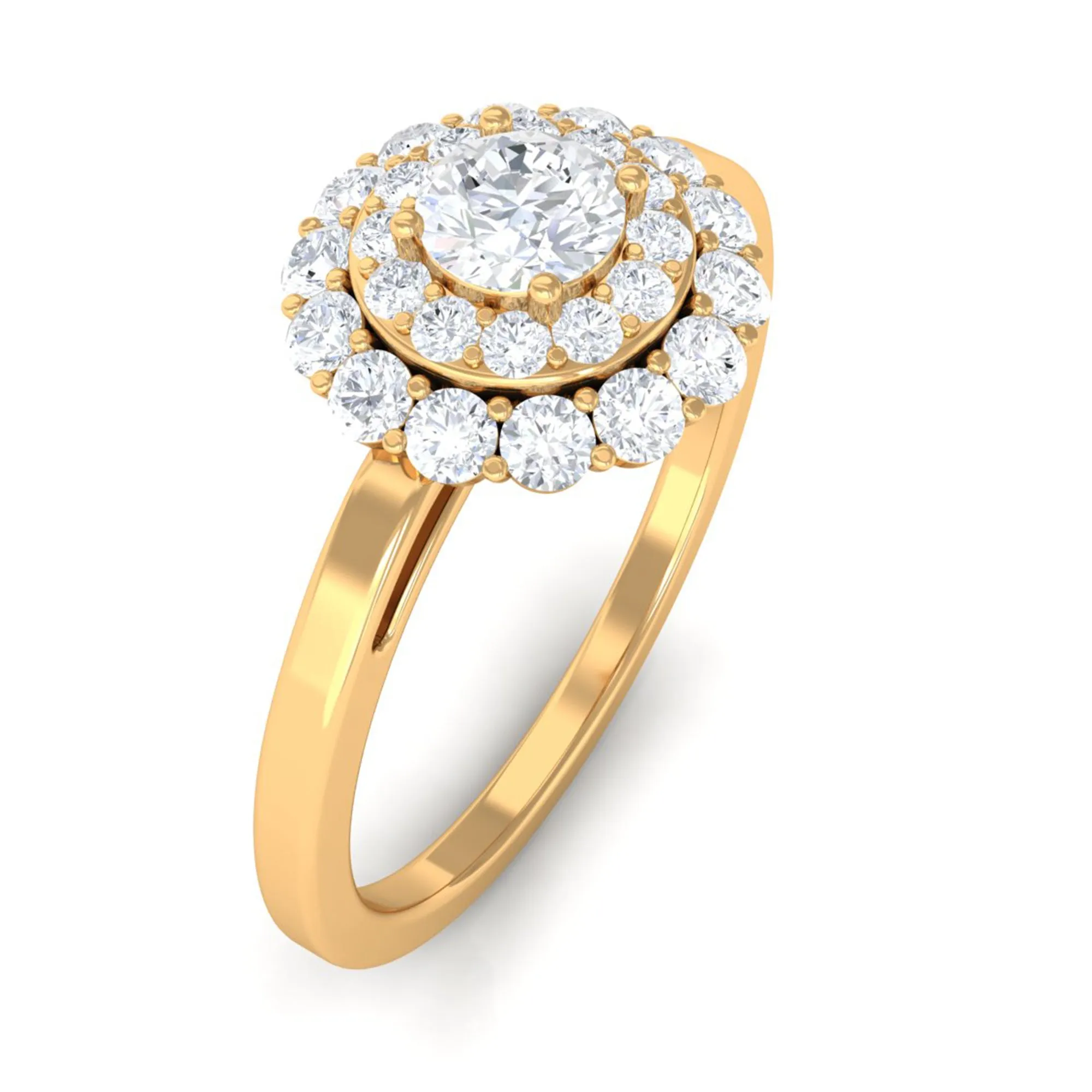 1.25 CT Certified Zircon Vintage Inspired Double Halo Ring