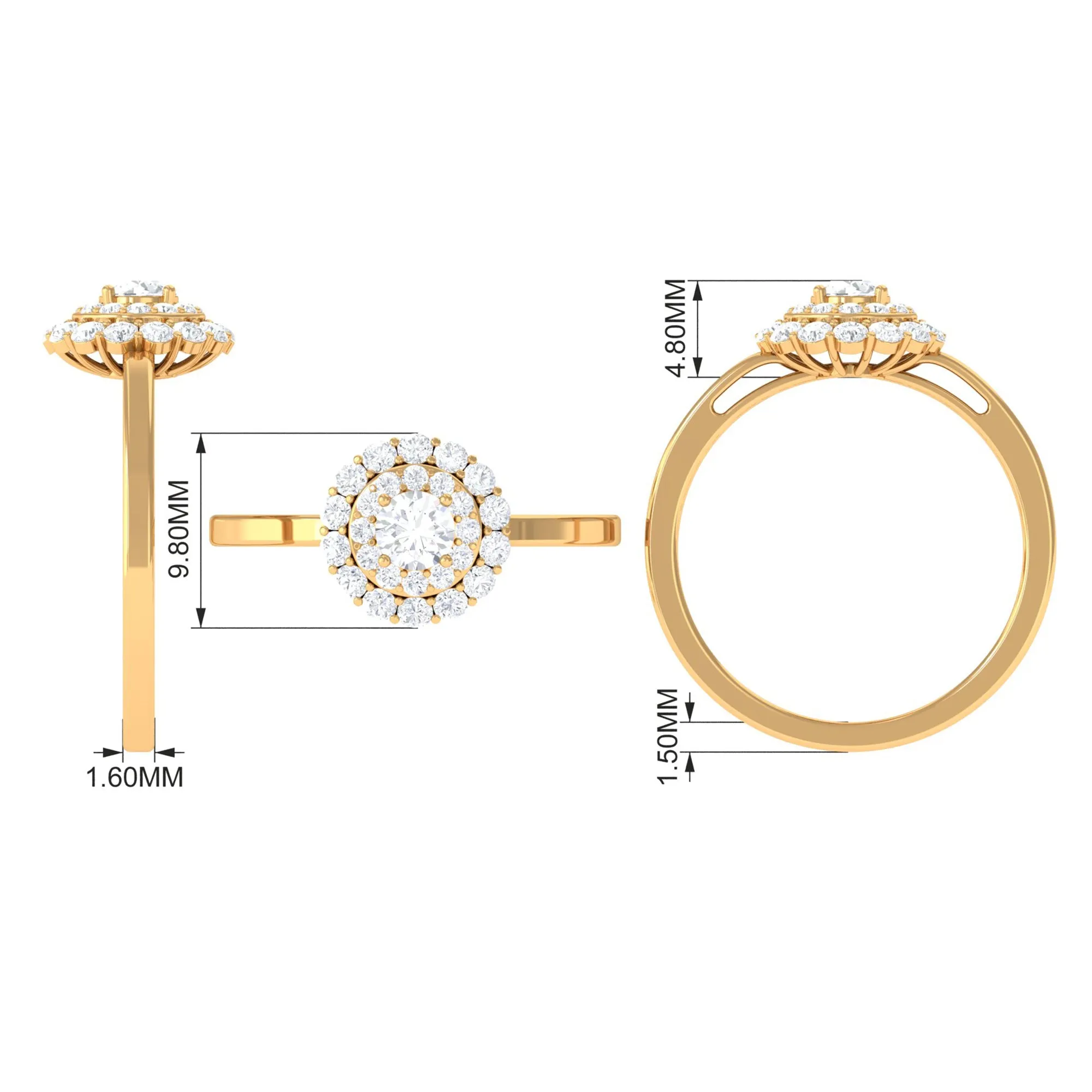 1.25 CT Certified Zircon Vintage Inspired Double Halo Ring