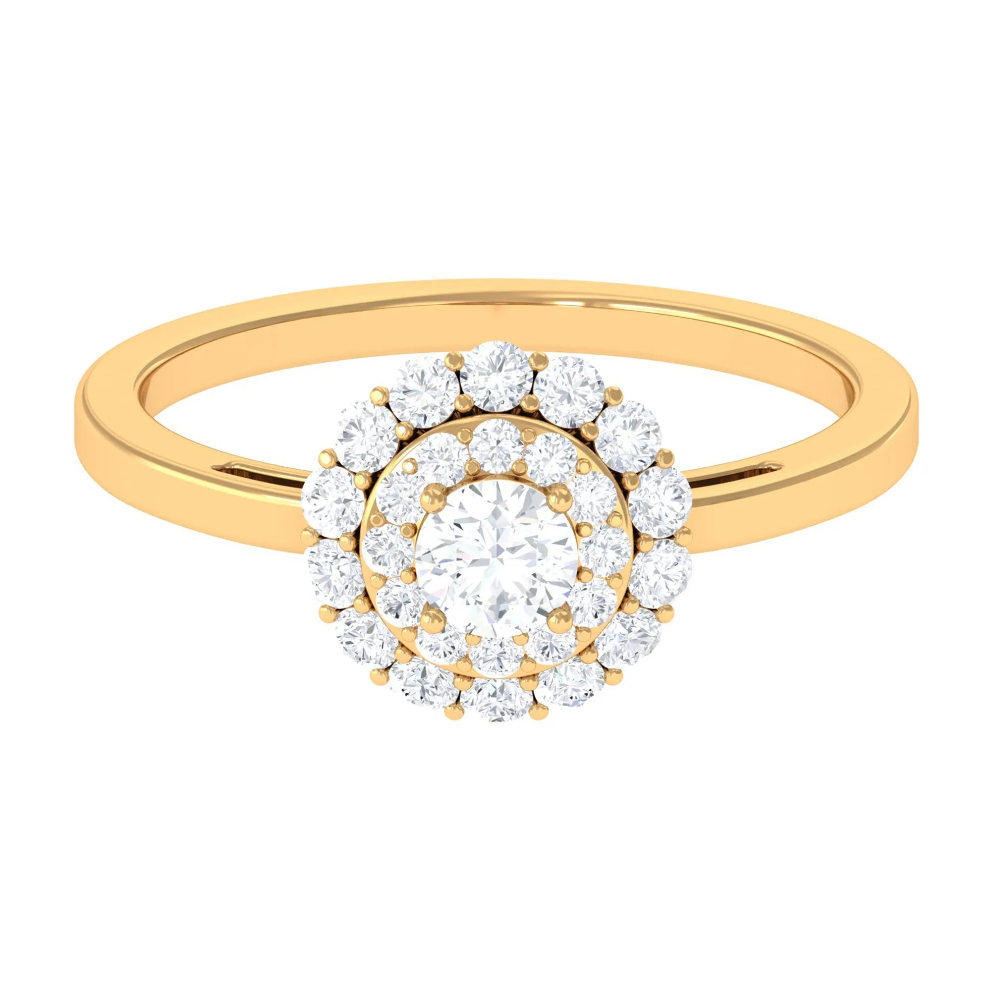 1.25 CT Certified Zircon Vintage Inspired Double Halo Ring