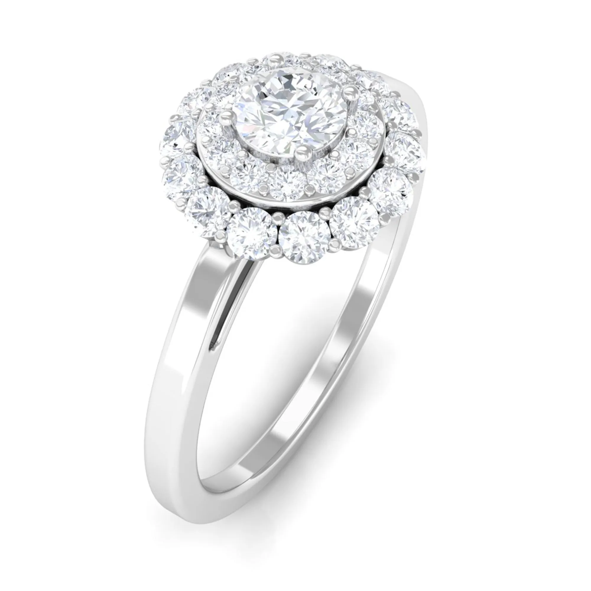 1.25 CT Certified Zircon Vintage Inspired Double Halo Ring