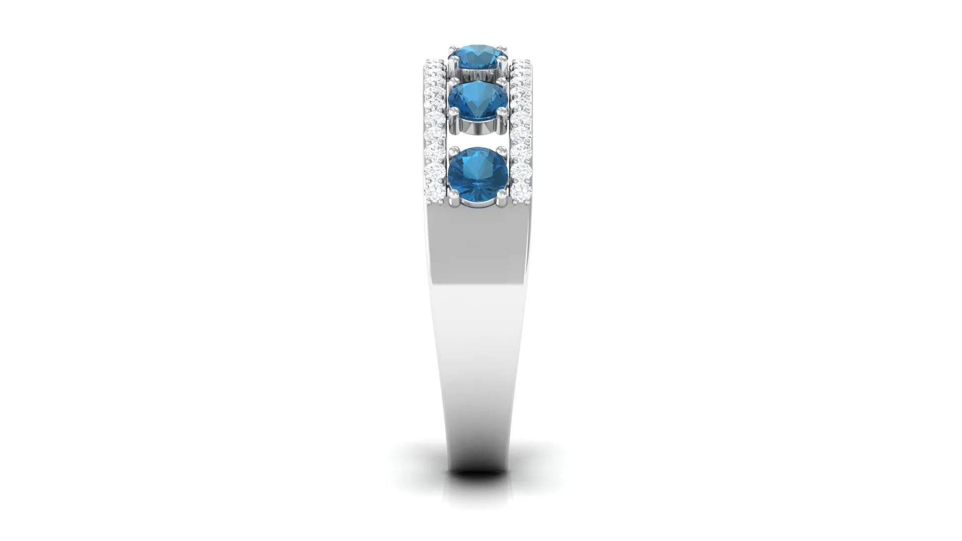 1.25 CT London Blue Topaz and Diamond Anniversary Band