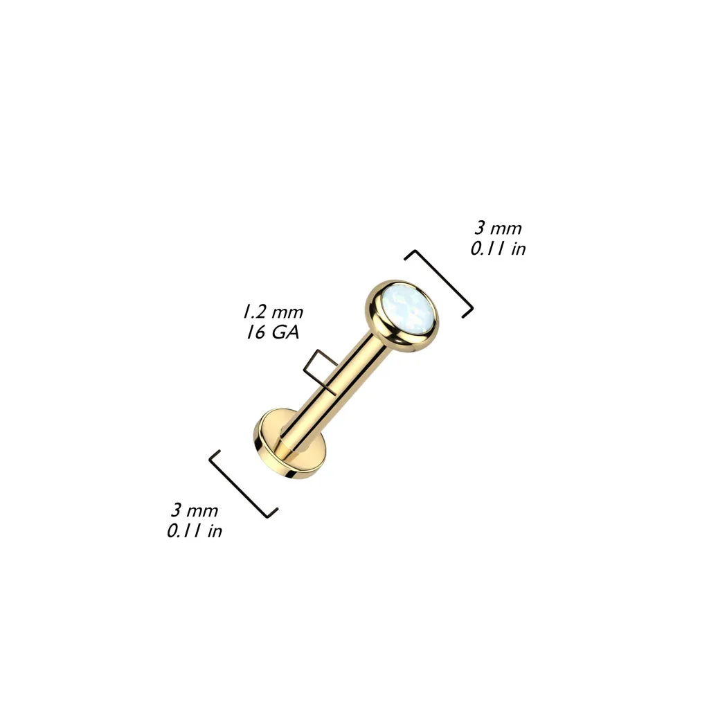 16g Solid Titanium Opal Earring. Tragus and Cartilage Jewellery.