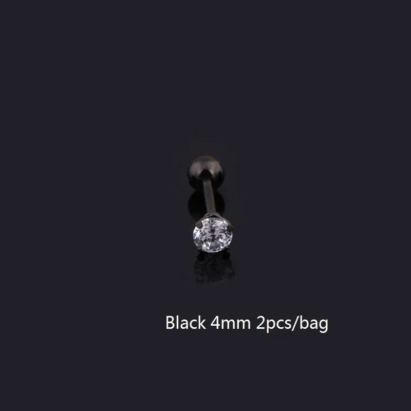 2017 Medical titanium steel zircon earrings Size 3/4/5/6mm Star Crystal Cartilage Earring ear Piercing DIY Top Body Jewelry