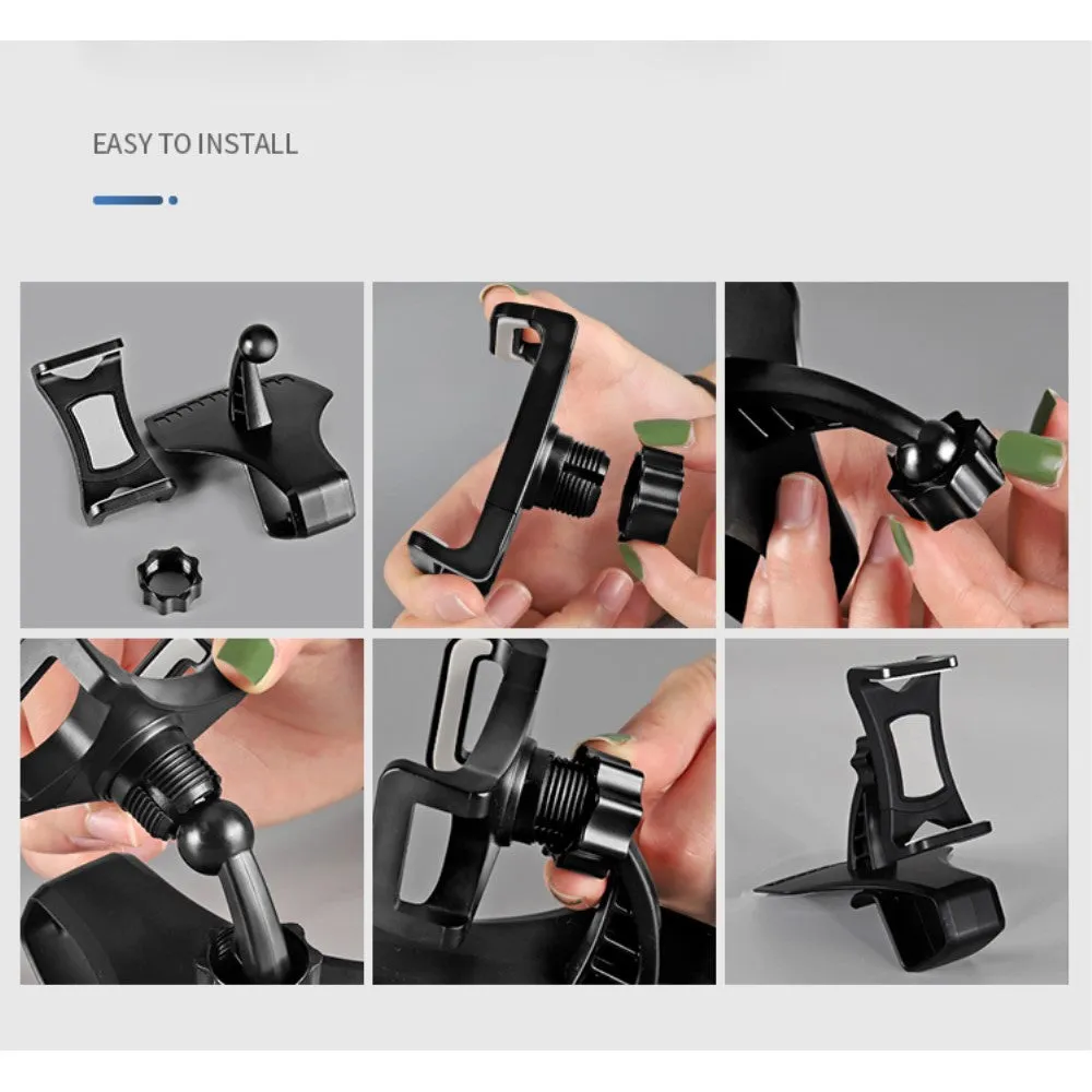 3 in 1 Car GPS Smartphone Holder: Dashboard / Visor Clamp   AC Grid Clip for BLU Brilliant T410 - Black