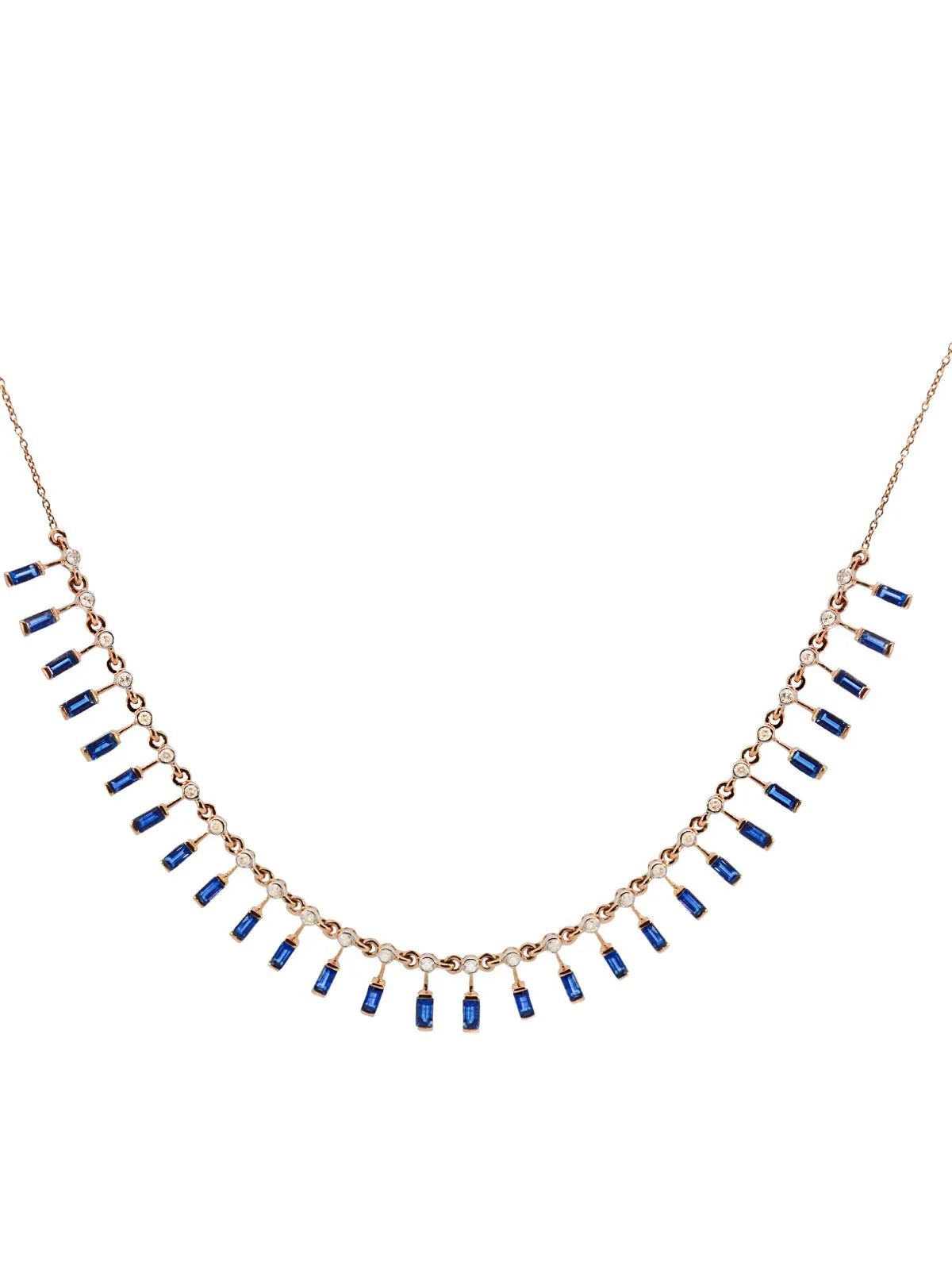 4.58ct Diamond Sapphire 14K Gold Floating Necklace