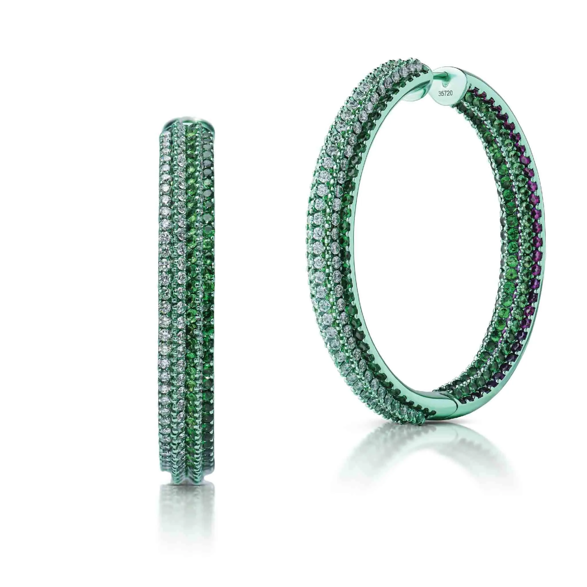 6.72 Carat Tsavorite Garnet Inside Out Hoop Earrings