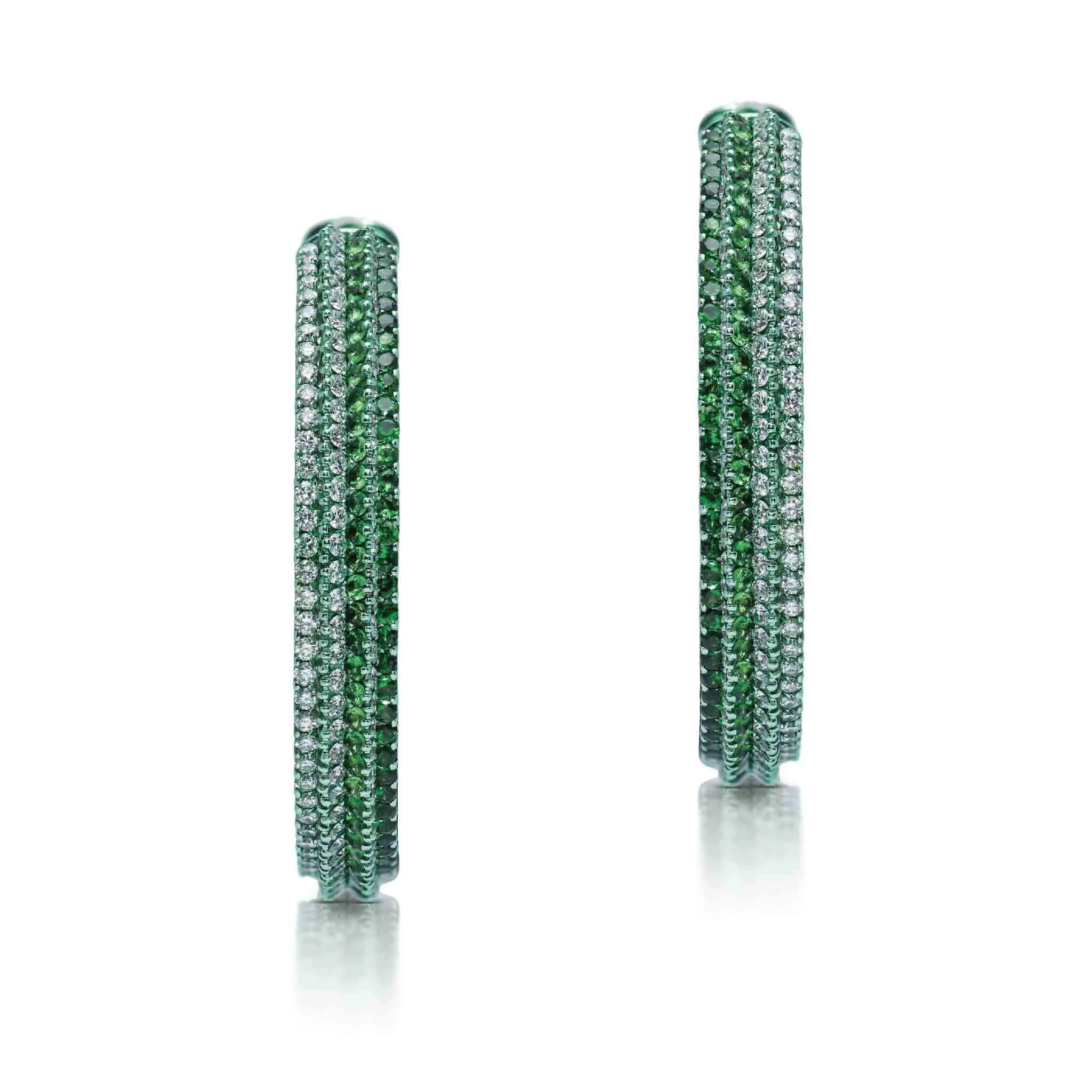 6.72 Carat Tsavorite Garnet Inside Out Hoop Earrings