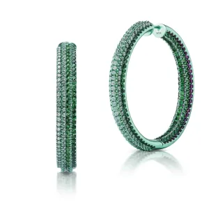 6.72 Carat Tsavorite Garnet Inside Out Hoop Earrings