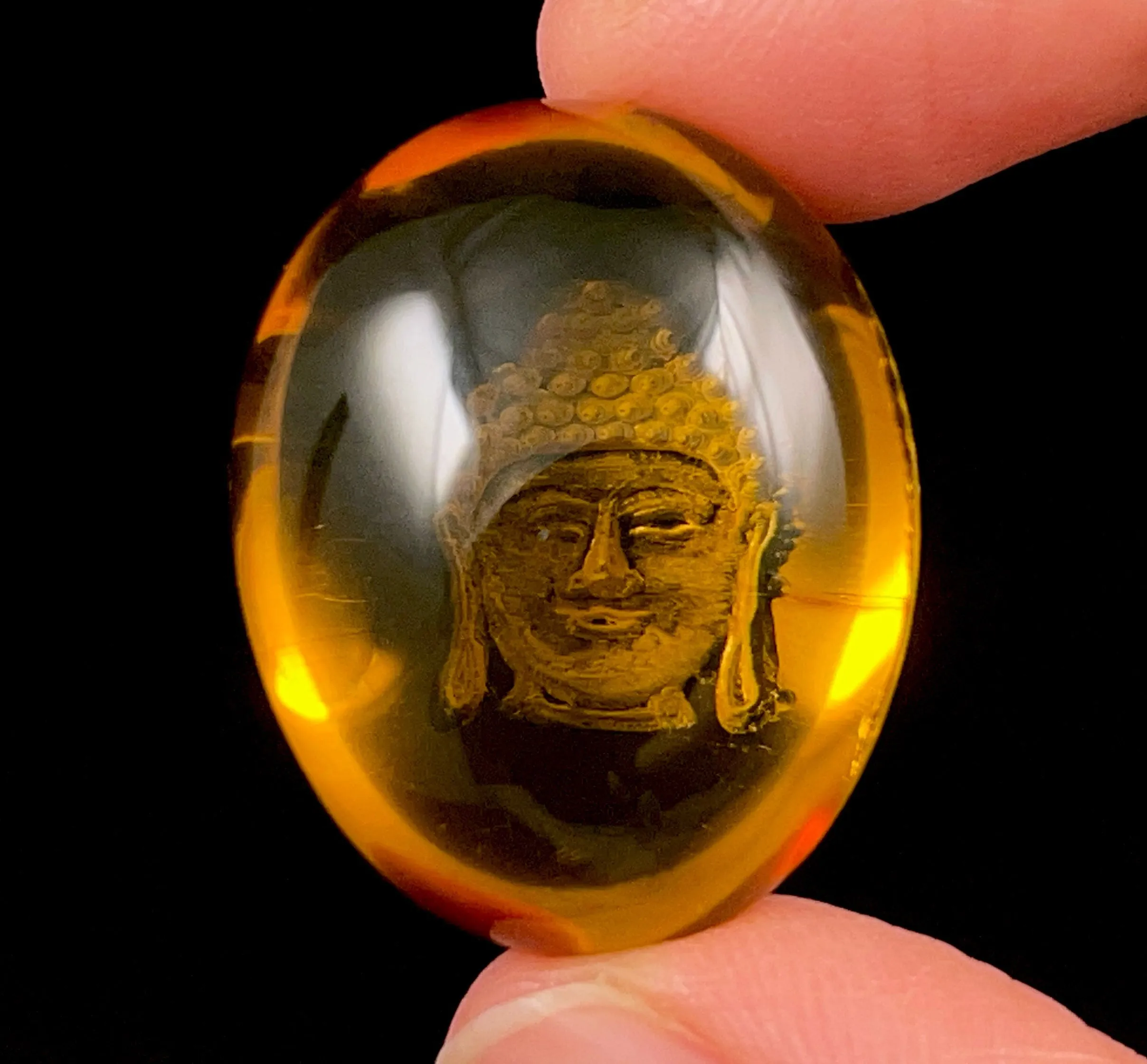 AMBER Crystal Buddha - Crystal Carving, Housewarming Gift, Home Decor, Healing Crystals and Stones, 52543