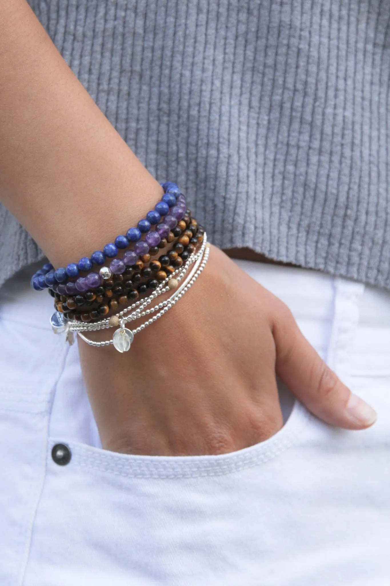 Amuleto Lapis Lazuli Bracelet 4mm - Gold