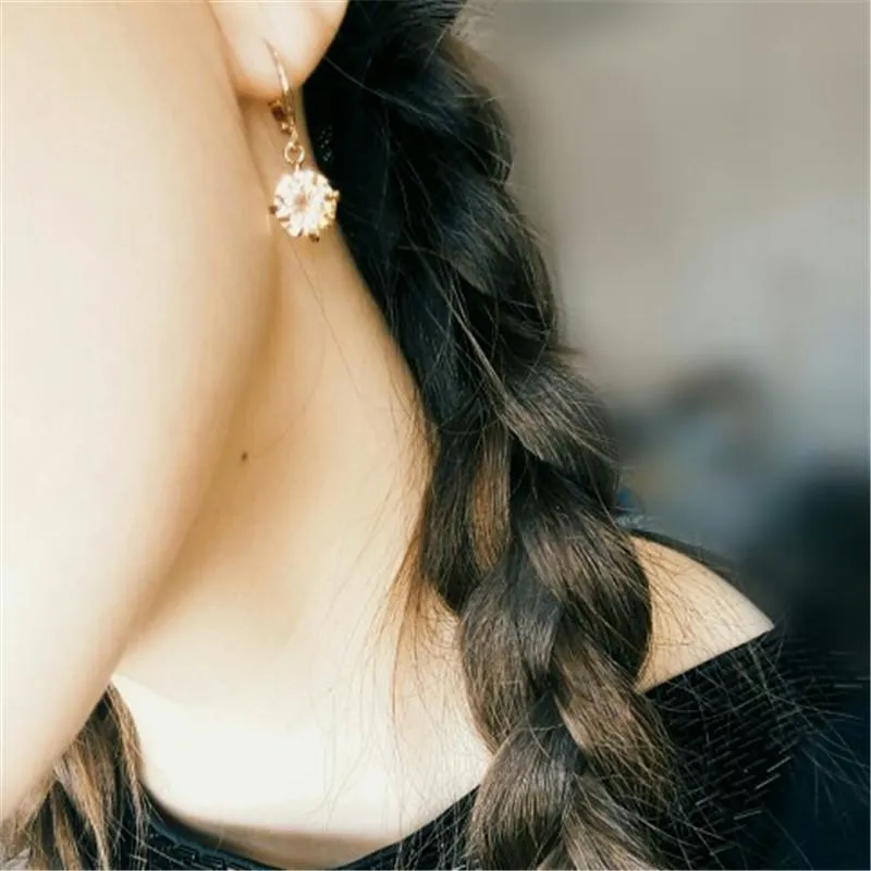 Atreus 1 Pair Colorful Round Style Gold Color Enchanting CZ Zircon 9 Colors Brincos Dangle Earrings For Women Girl Gift CB075