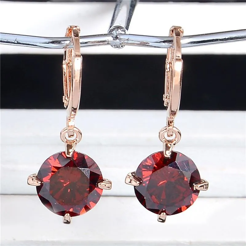 Atreus 1 Pair Colorful Round Style Gold Color Enchanting CZ Zircon 9 Colors Brincos Dangle Earrings For Women Girl Gift CB075