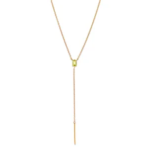 Baguette Lariat, Peridot, Gold