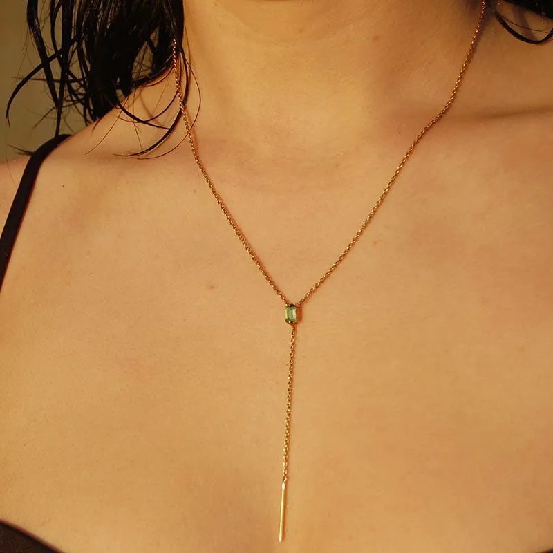 Baguette Lariat, Peridot, Gold