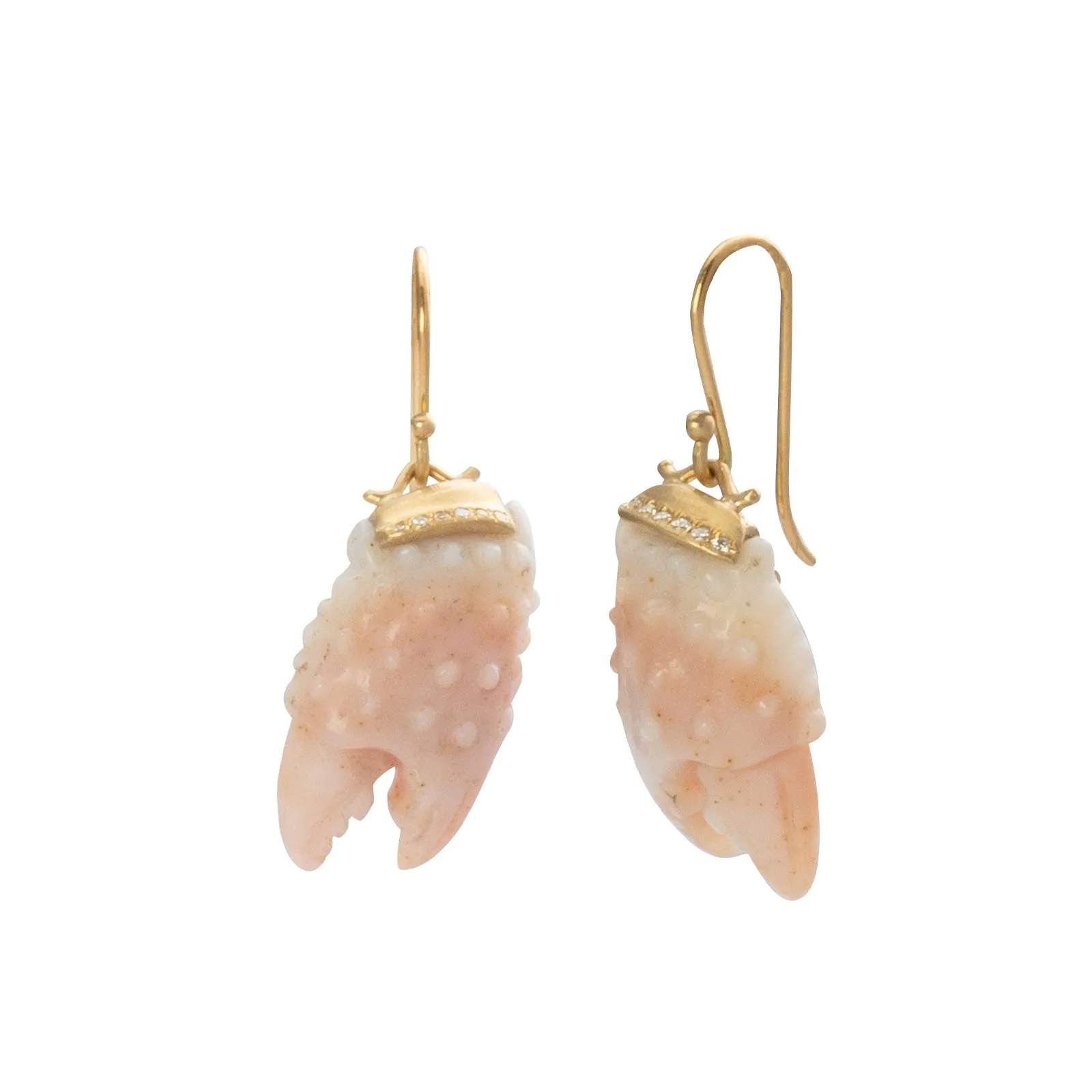 Carved Agate Crab Earrings