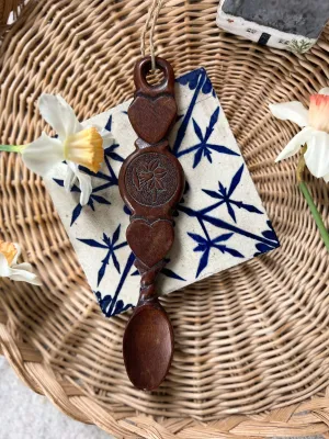 Cennin Pedr  Daffodil Intricately Carved Vintage Welsh Love Spoon