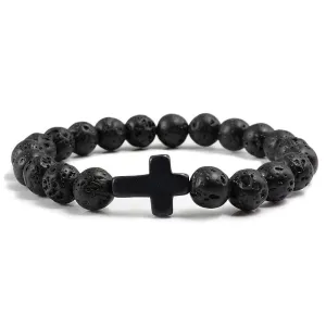 Classic Cross Natural Stone Beaded Bracelet