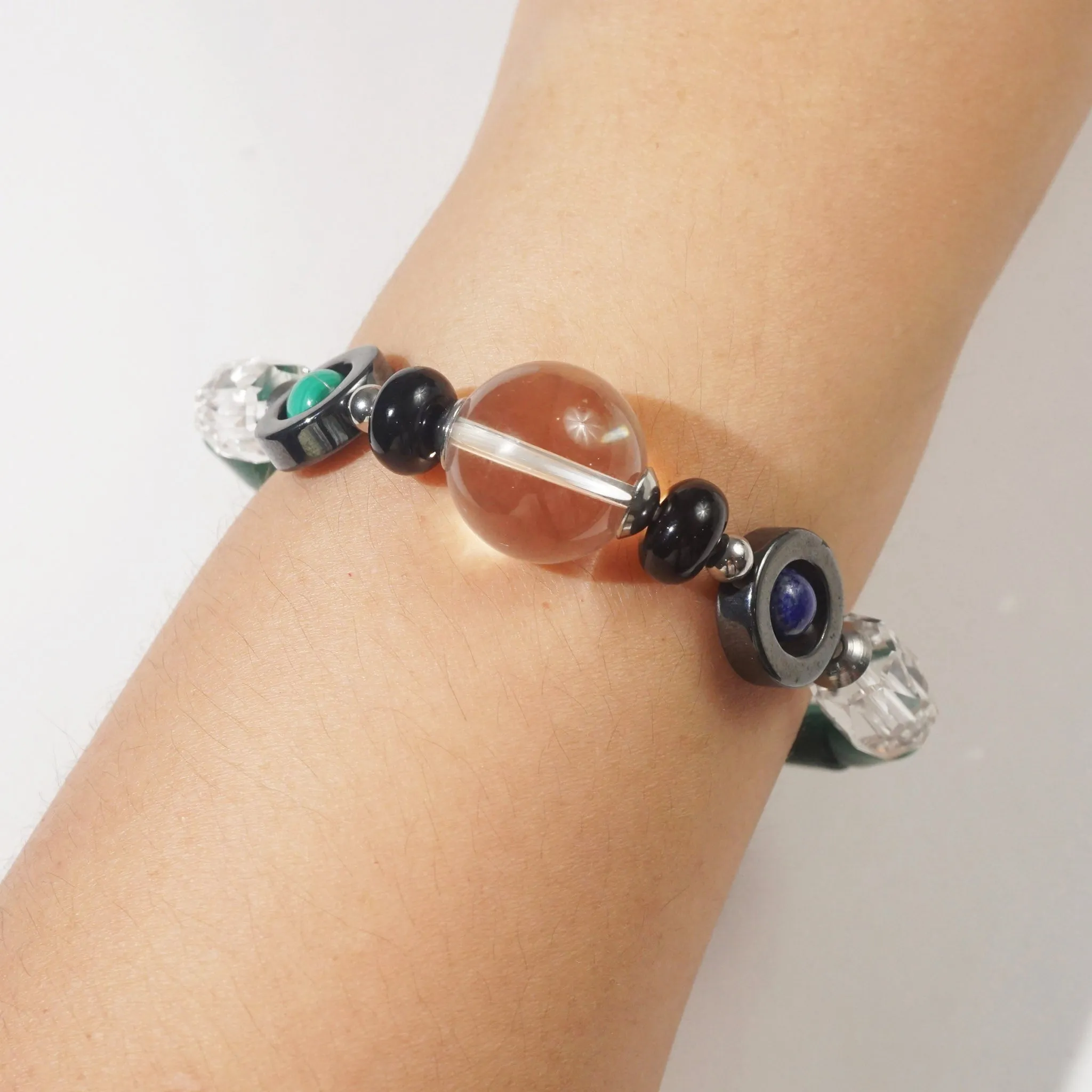 Clear Quartz, Black Onyx, Lapis Lazuli and Malachite