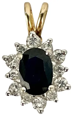 Diamond and Sapphire 14kt Pendant (Authentic Pre-Owned)