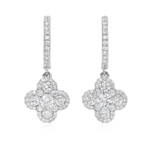 Diamond clover drop earrings (SKU E084)
