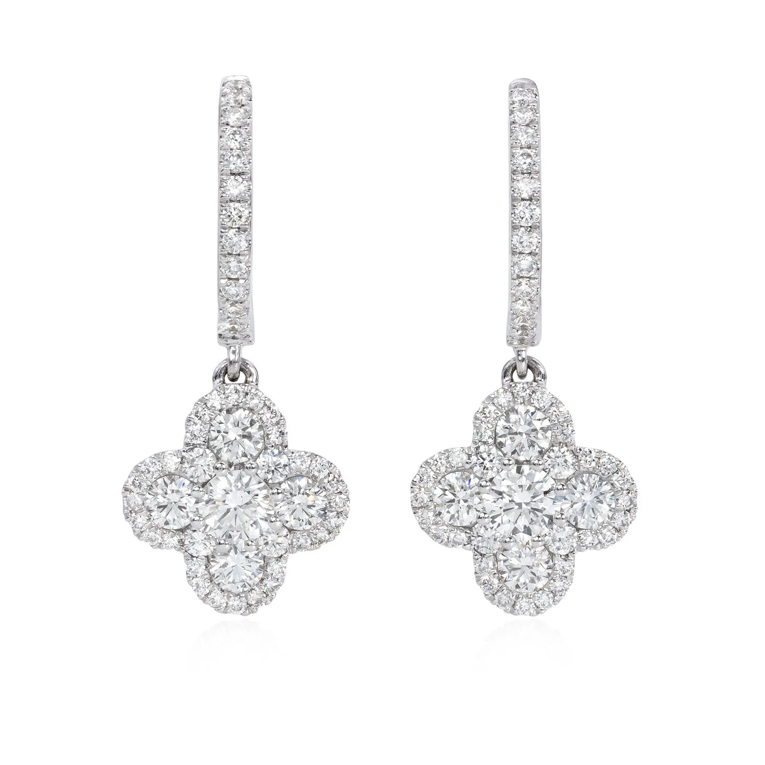 Diamond clover drop earrings (SKU E084)