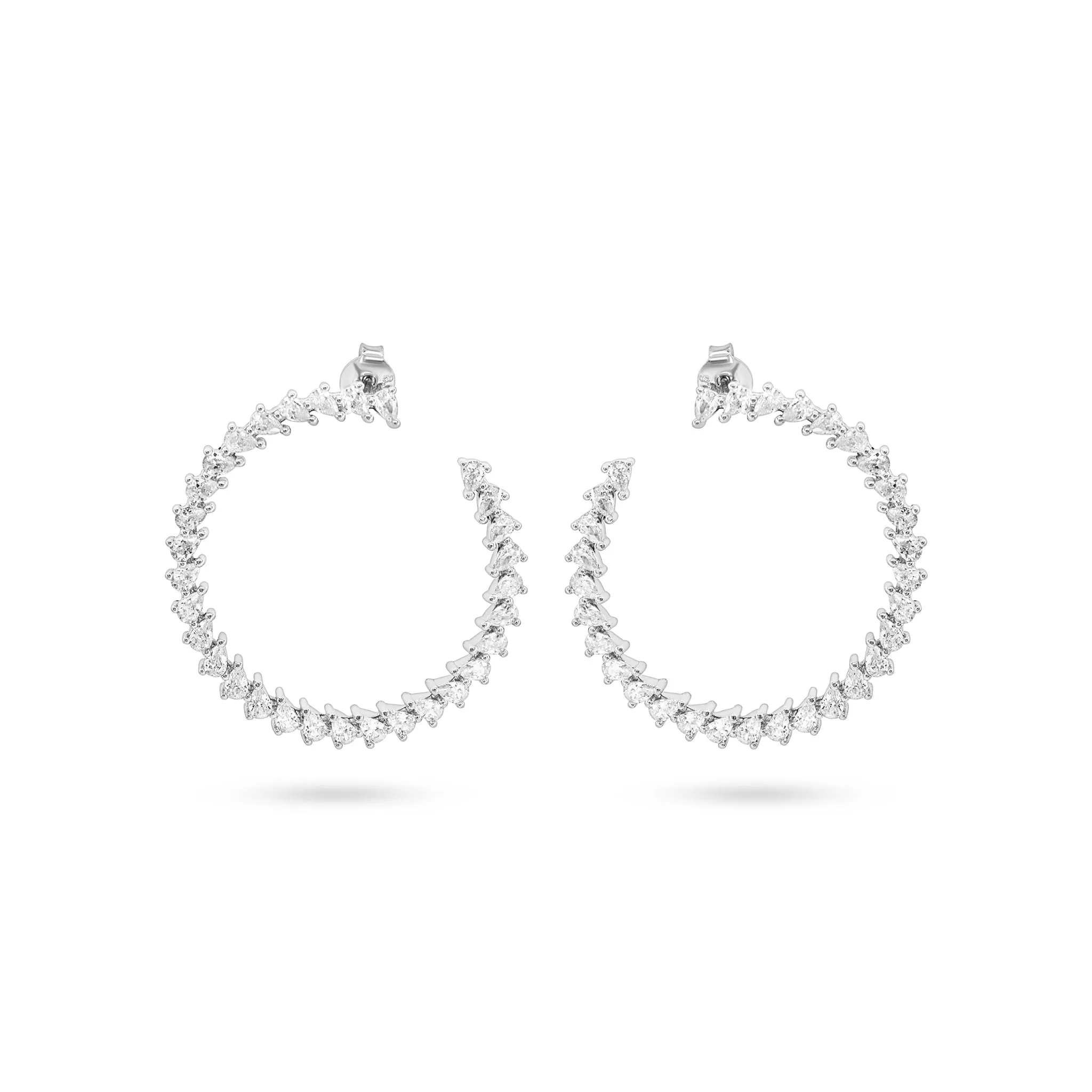 Elegant Spiral Zircon Hoop Earrings