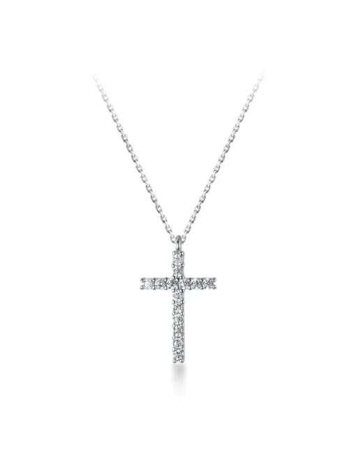 Everyday Cross Diamond CZ Sterling Silver Waterproof Necklace