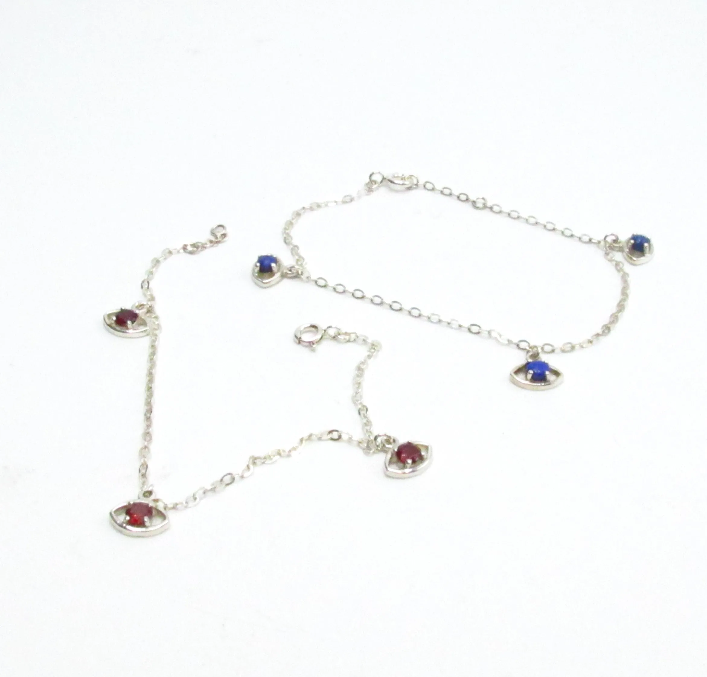 Evil Eye Crystal Charm Bracelet .925
