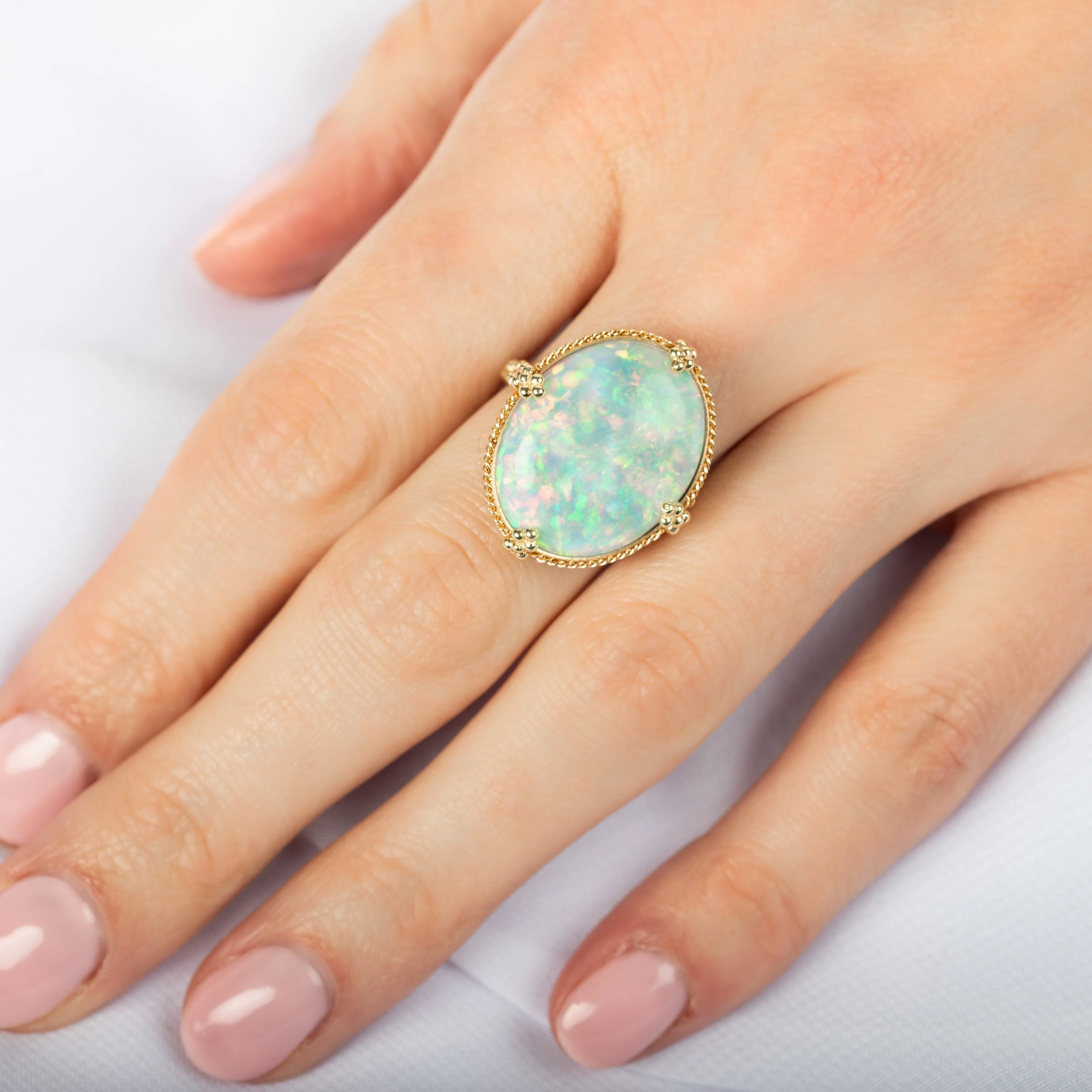 Large Oval Ethiopian Opal Ring