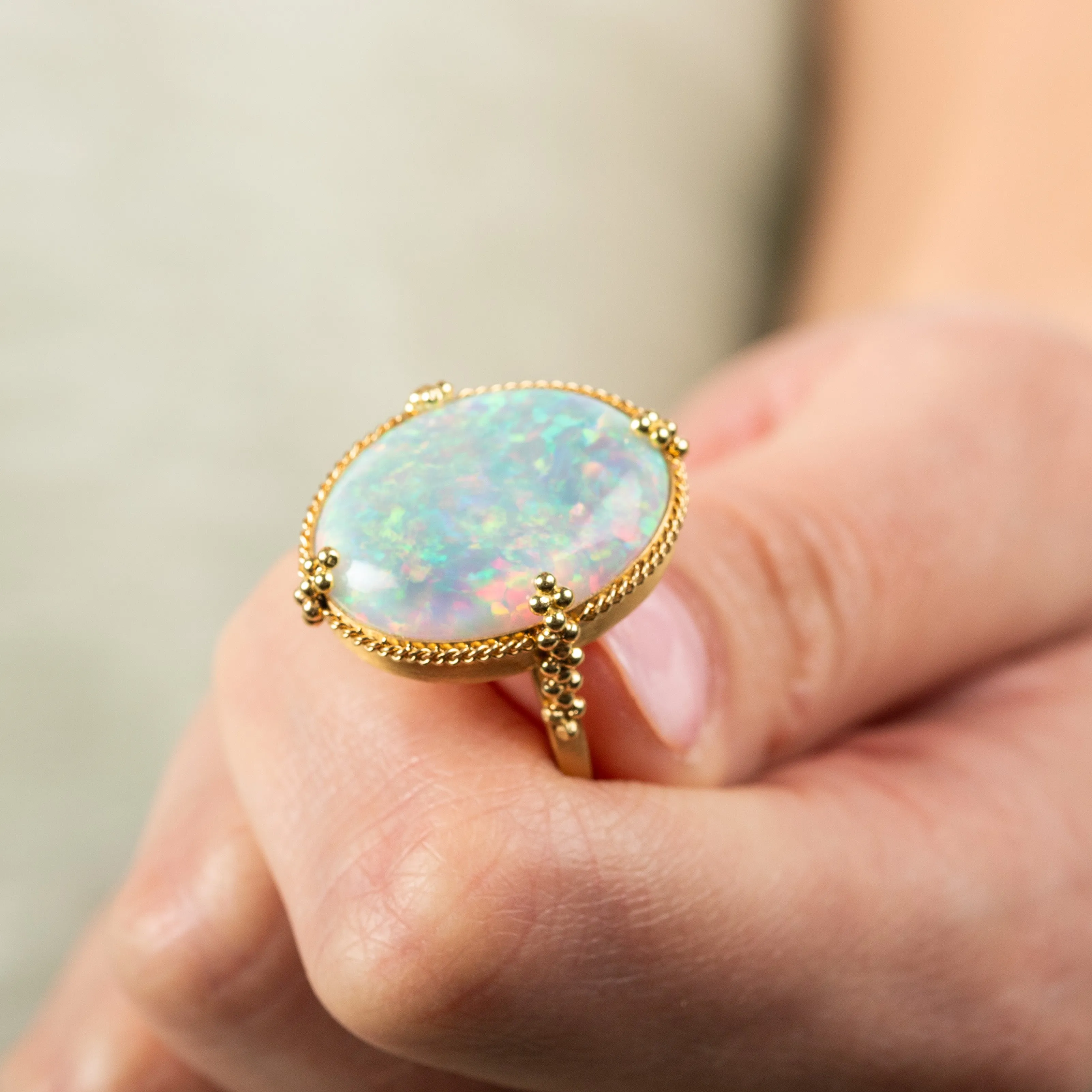 Large Oval Ethiopian Opal Ring
