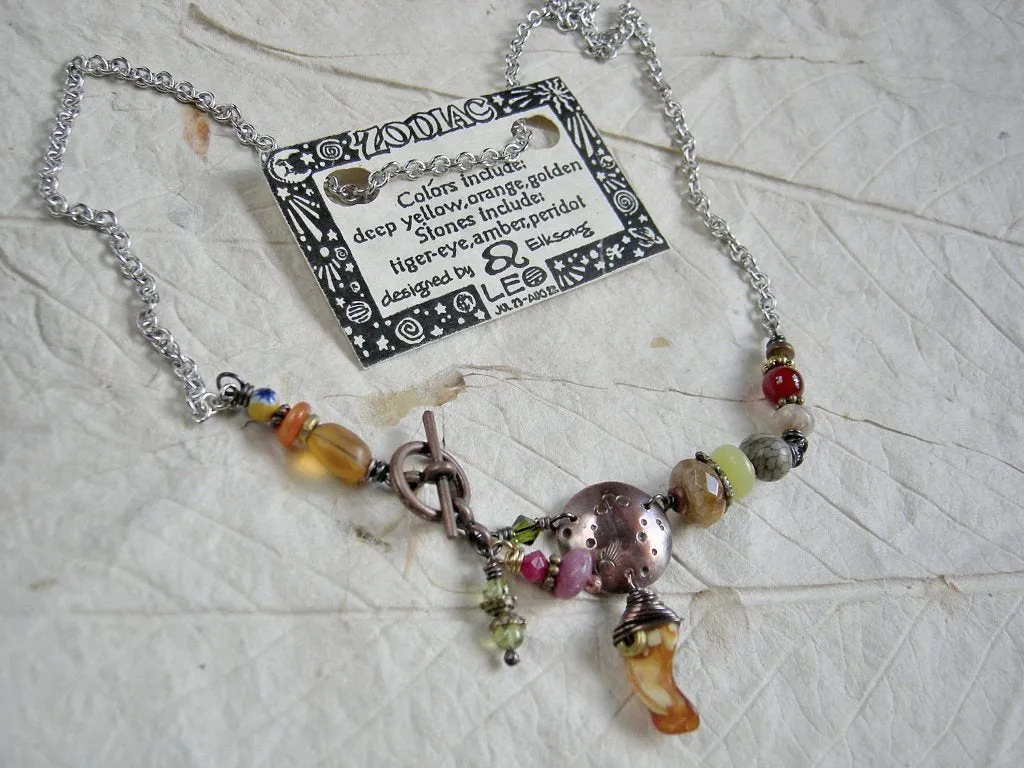 Leo Zodiac Necklace, Unique Birthstone Jewelry
