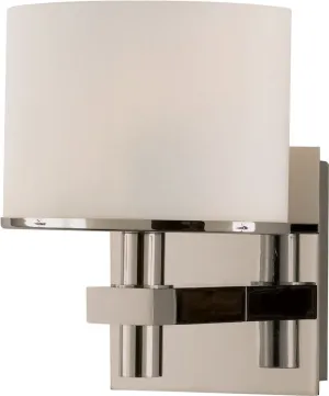 Ombra 1 Light Vanity In Satin Nickel and White Opal Glass