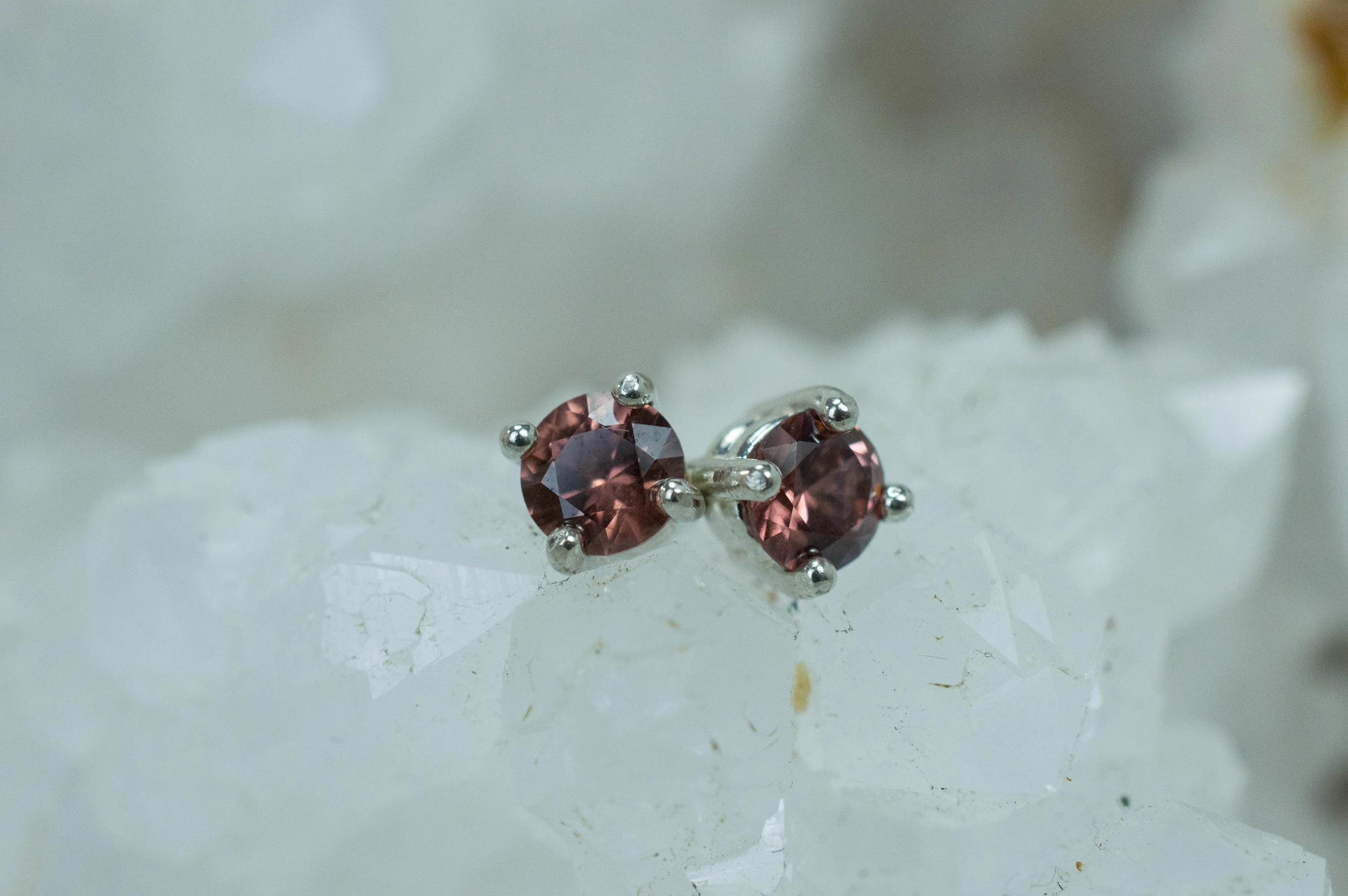 Pink Zircon Earrings; Genuine Untreated Tanzania Rose Zircon; 0.700cts
