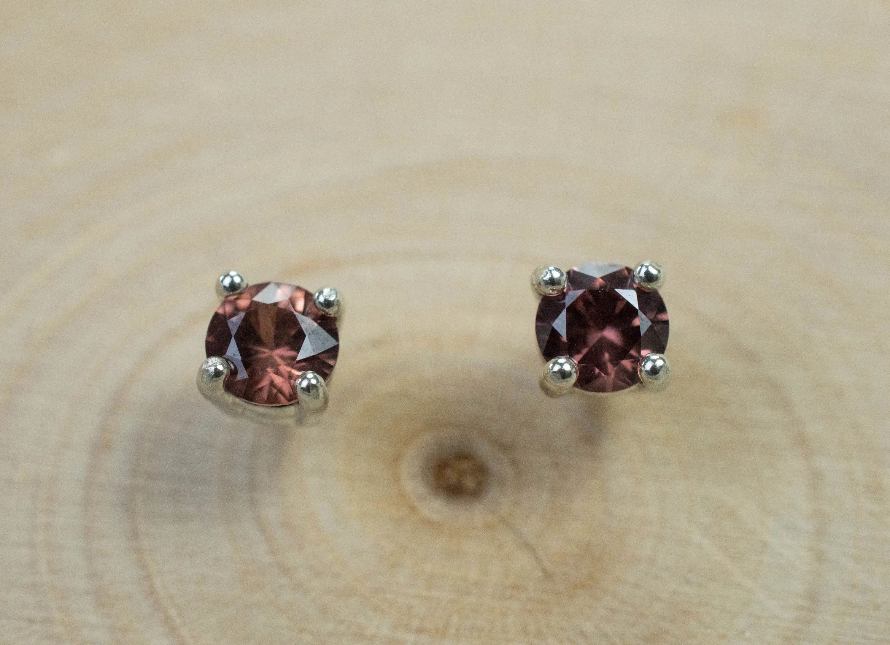 Pink Zircon Earrings; Genuine Untreated Tanzania Rose Zircon; 0.700cts