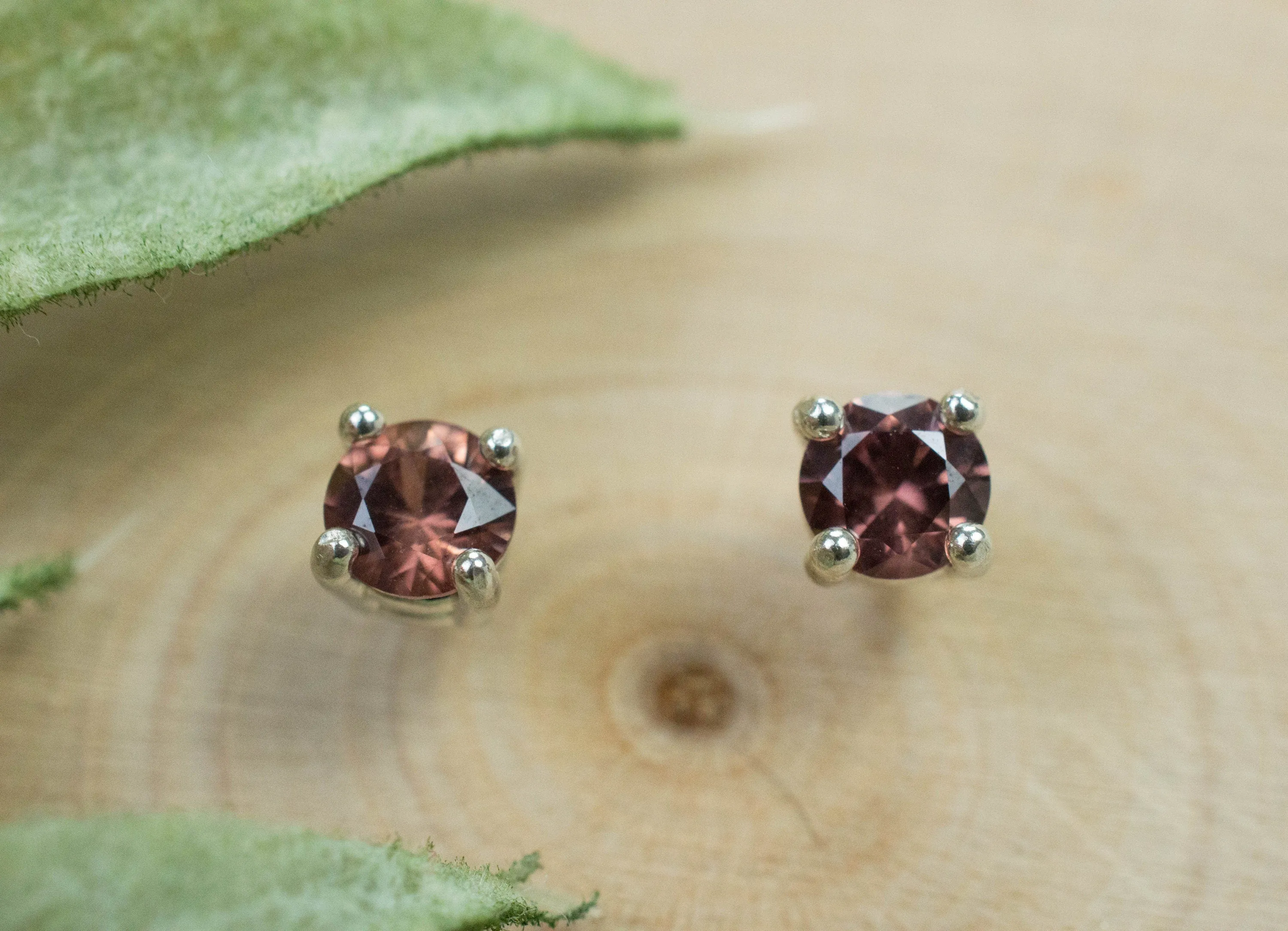 Pink Zircon Earrings; Genuine Untreated Tanzania Rose Zircon; 0.700cts