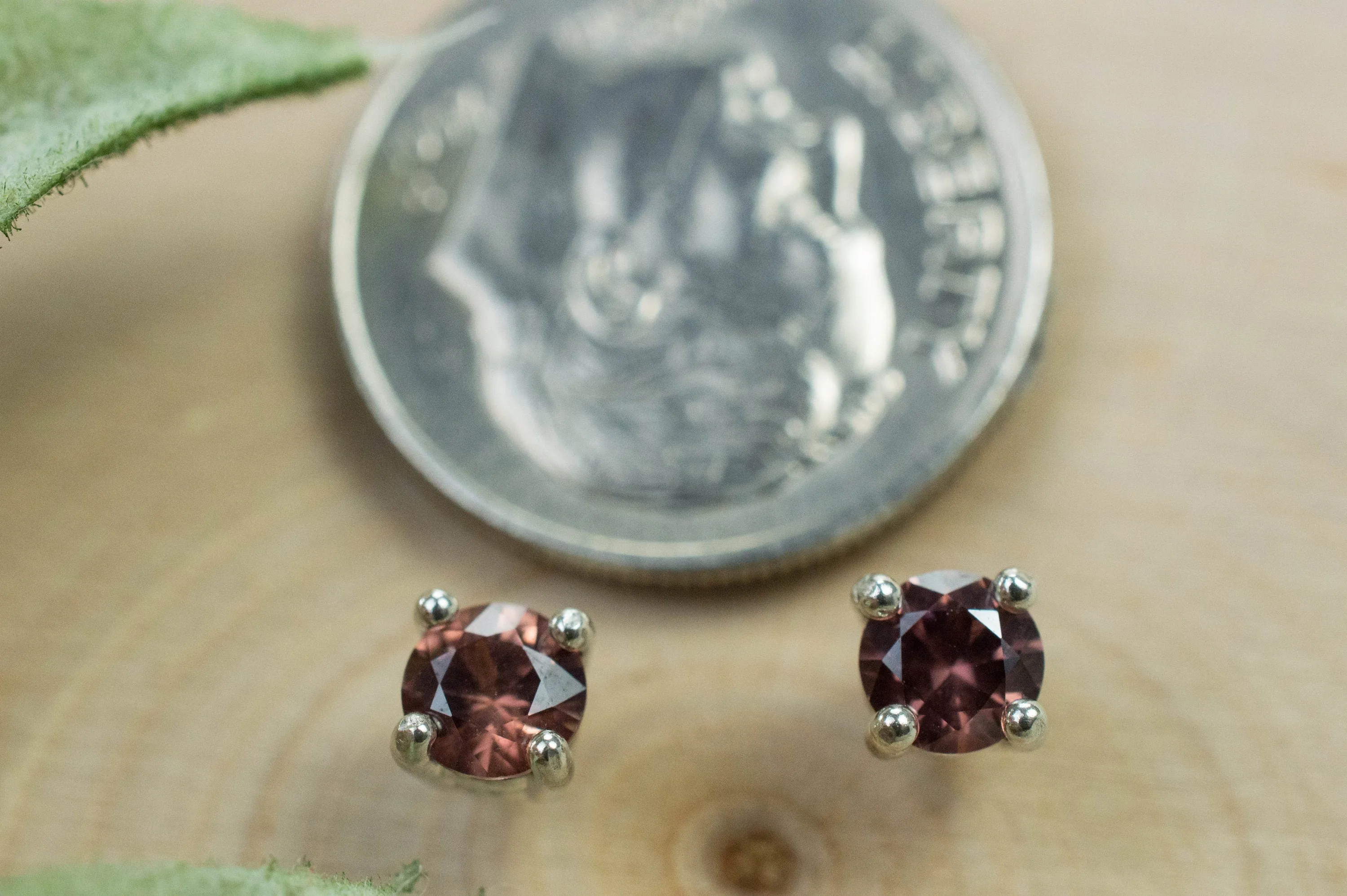 Pink Zircon Earrings; Genuine Untreated Tanzania Rose Zircon; 0.700cts