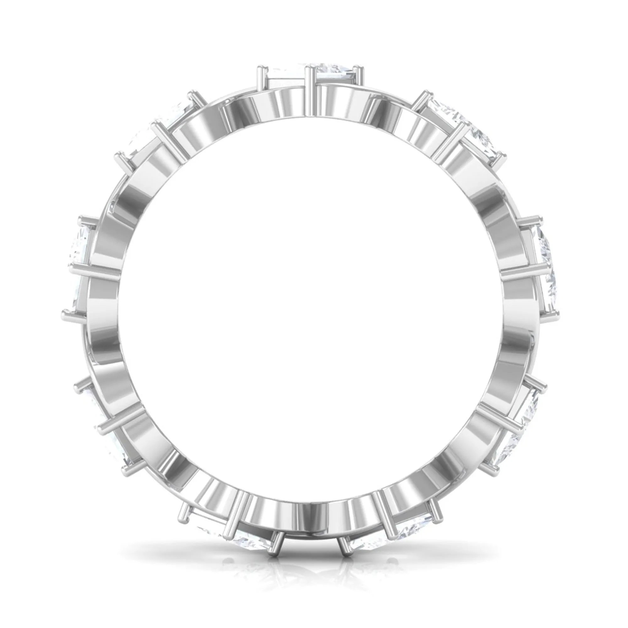 Princess Cut Zircon Gold Crossover Eternity Band Ring