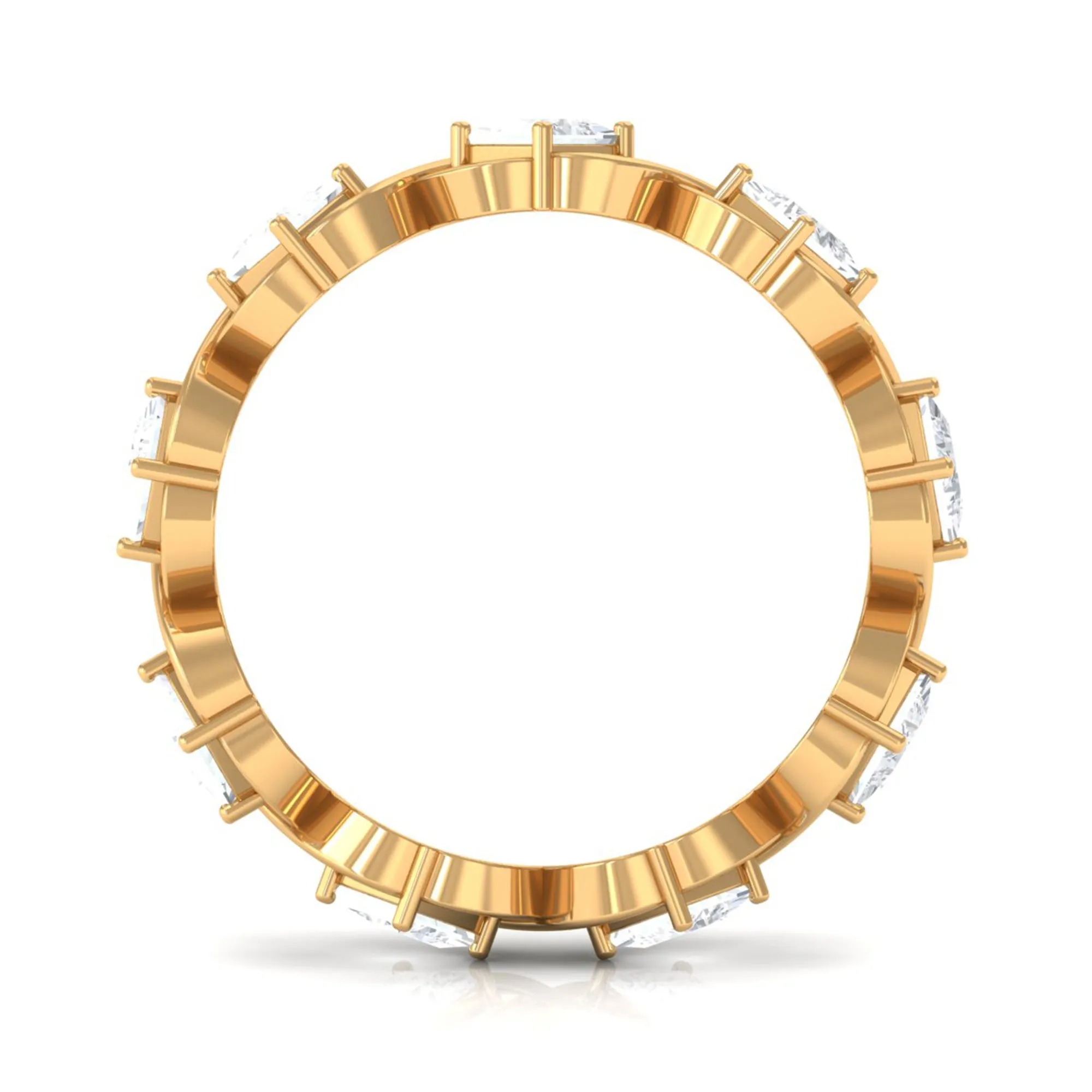 Princess Cut Zircon Gold Crossover Eternity Band Ring