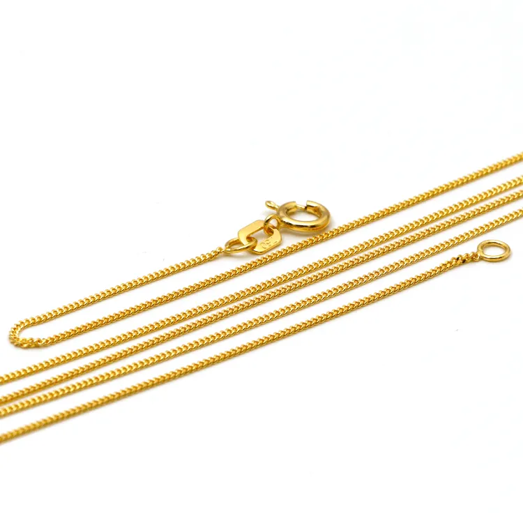 Real Gold Curb Flat Carpet Kids Chain Necklace 1153 (35 C.M) CH1250