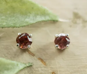 Red Zircon Earrings; Genuine Untreated Tanzania Zircon; 0.890cts