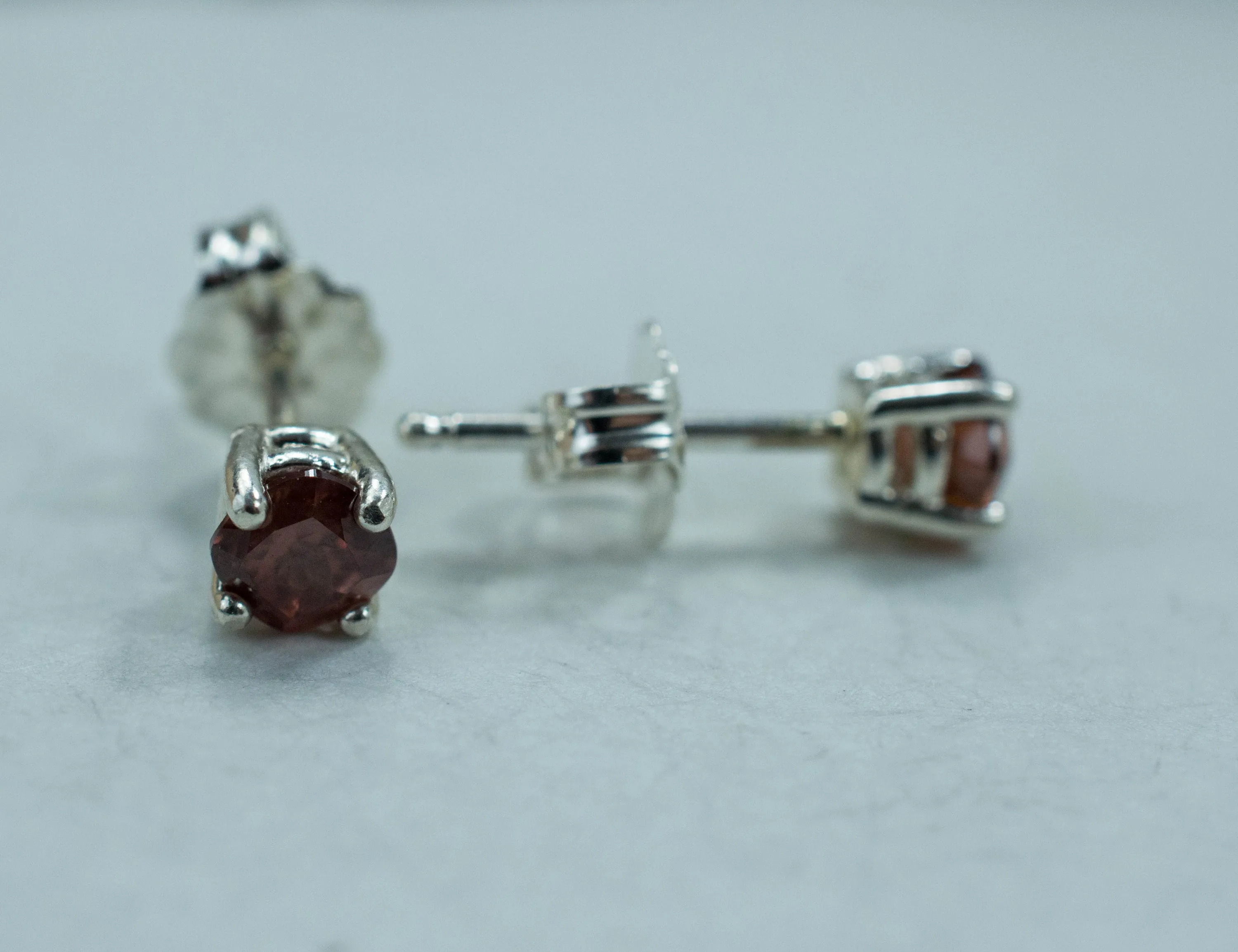 Red Zircon Earrings; Genuine Untreated Tanzania Zircon; 0.890cts