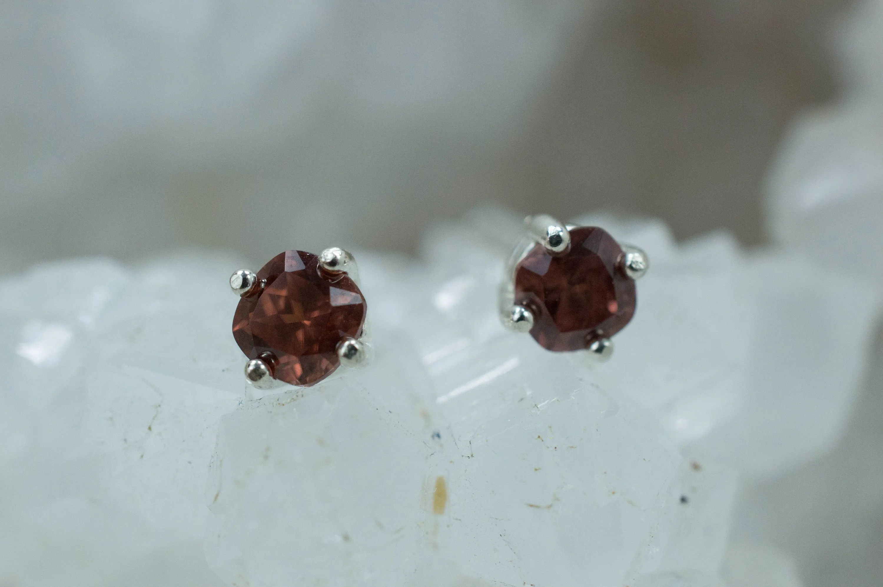 Red Zircon Earrings; Genuine Untreated Tanzania Zircon; 0.890cts