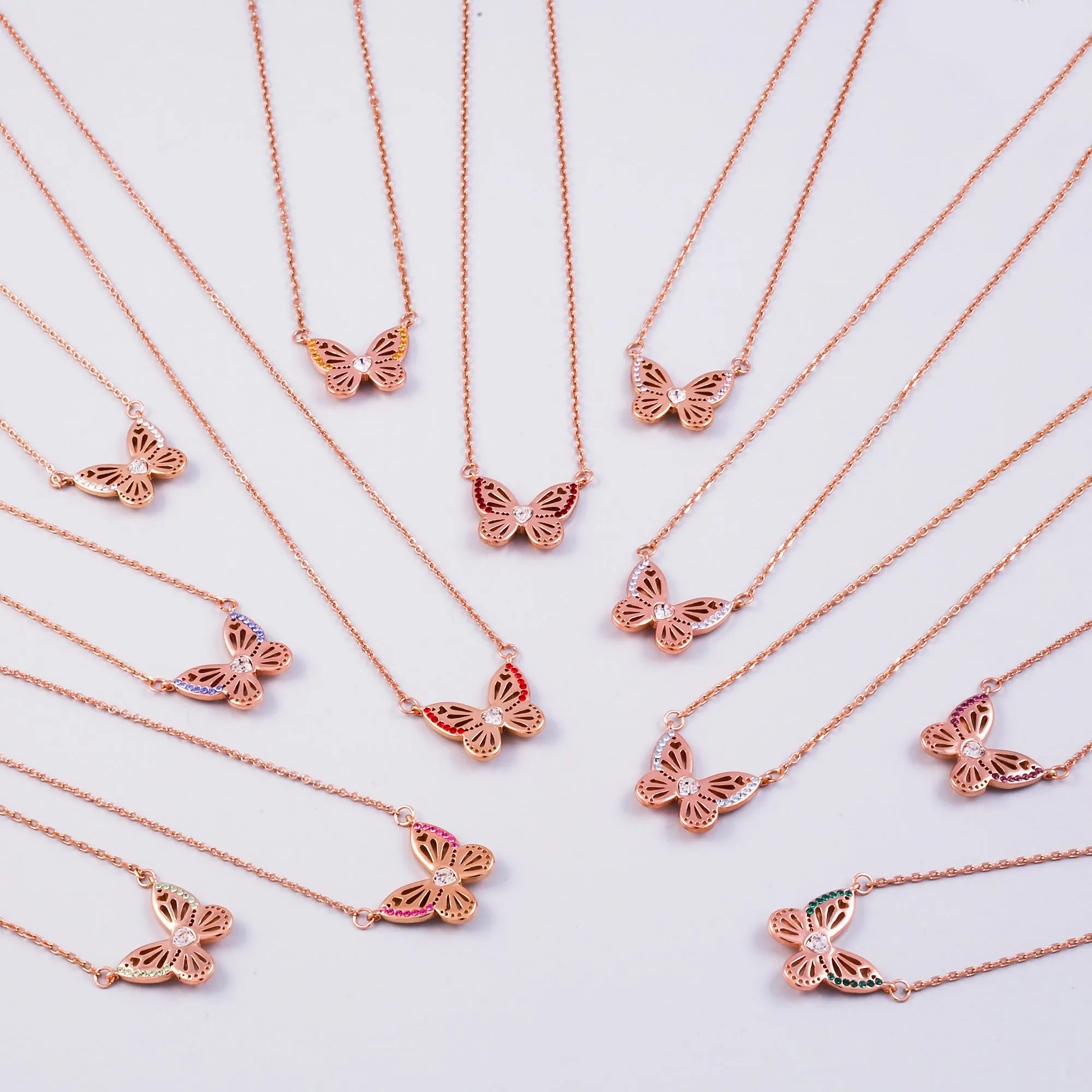 Rose Gold Peridot August Birthstone Butterfly Necklace