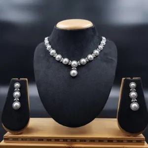 Round Neck Zircon/AD Necklace Set 10794-69
