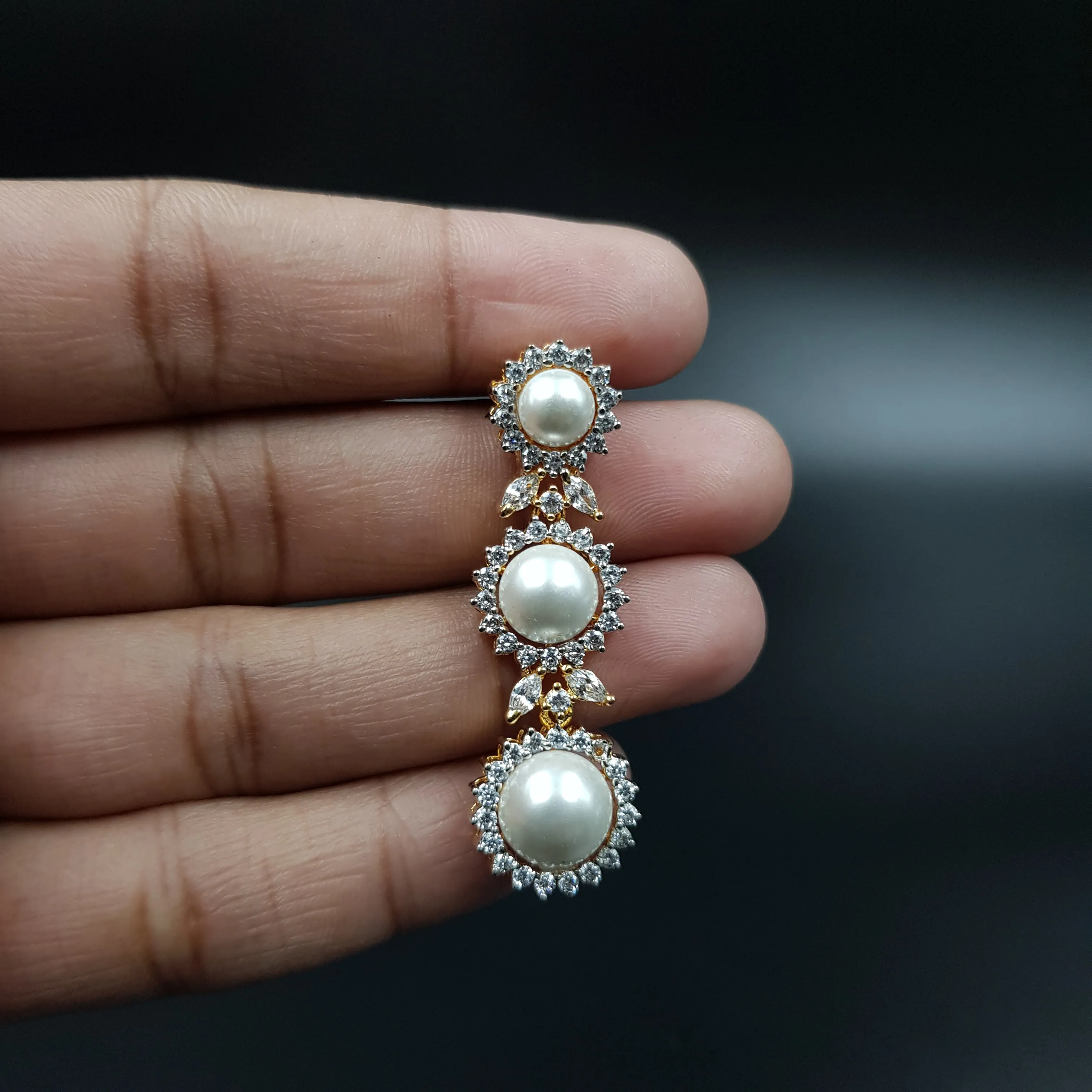 Round Neck Zircon/AD Necklace Set 10794-69