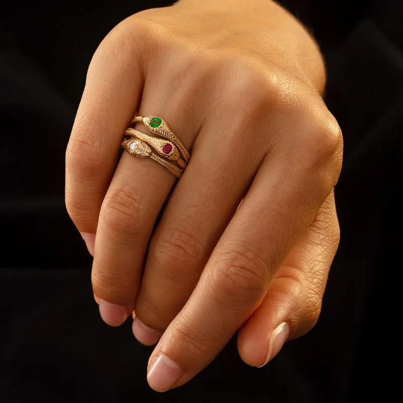 Serpent Band, Emerald, 9kt Yellow Gold