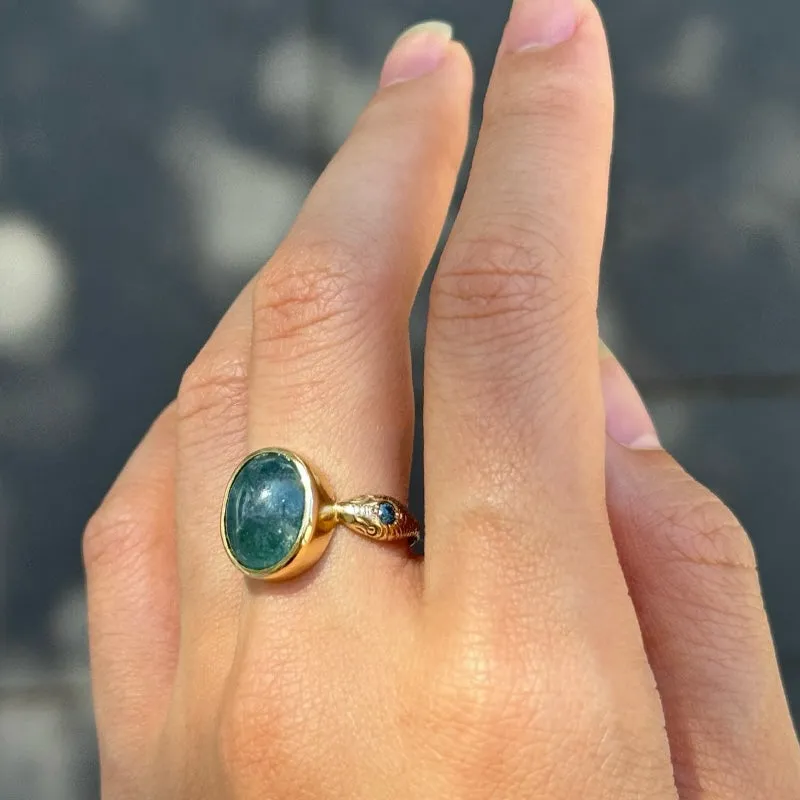 Serpent Ring, Aquamarine, 9kt Yellow Gold