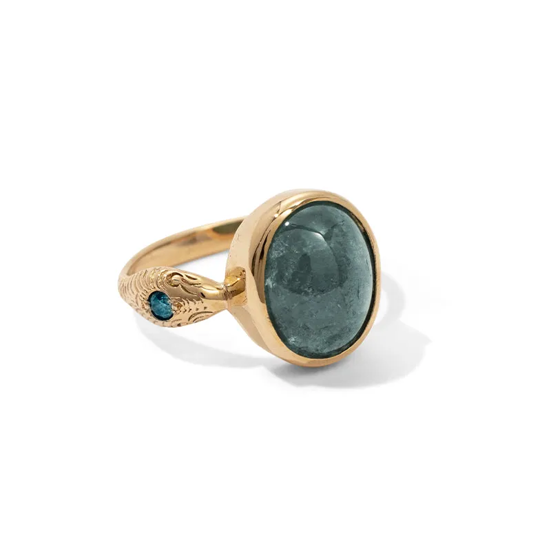 Serpent Ring, Aquamarine, 9kt Yellow Gold
