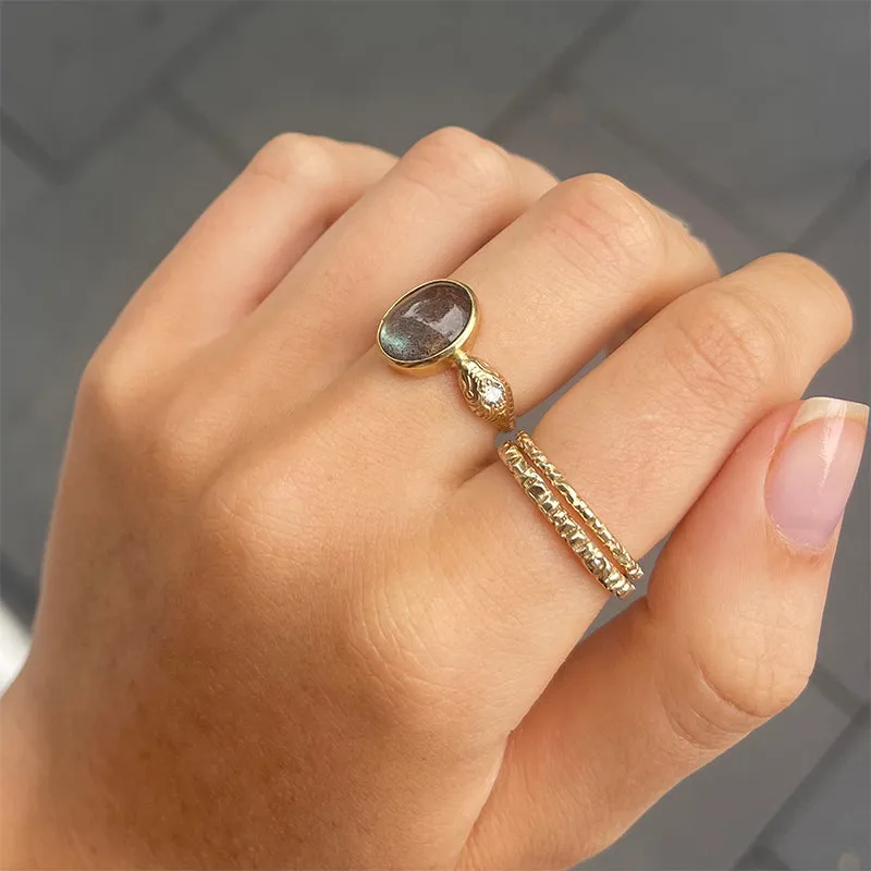 Serpent Ring, Labradorite, 9kt Yellow Gold
